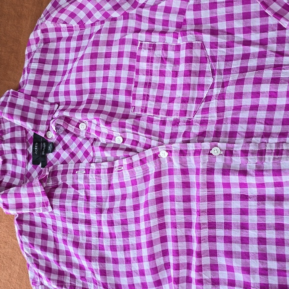 J. Crew Gingham Pullover 1/2 Button Up Shirt - Picture 4 of 10